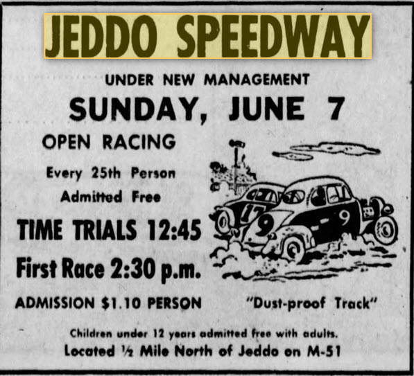 Jeddo Speedway - June 6 1959 Ad